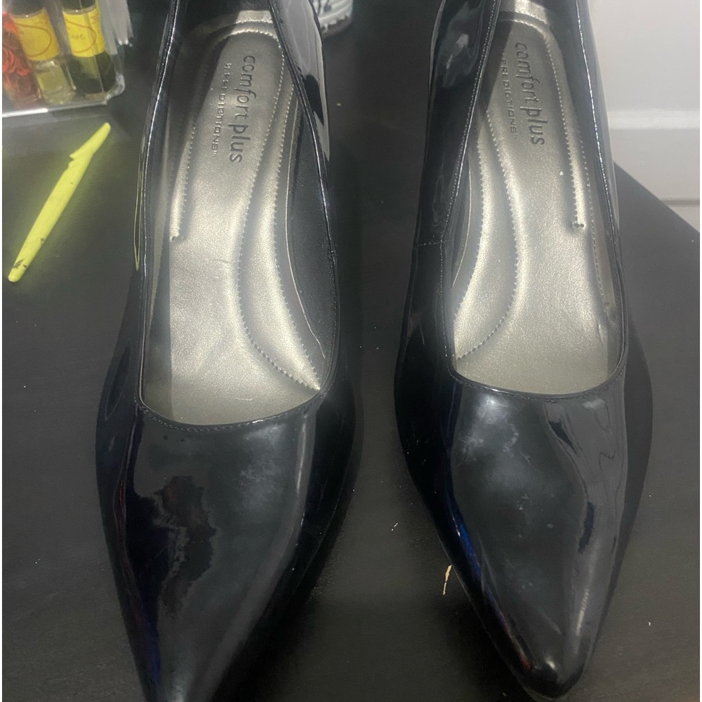 Classic black patent leather pumps